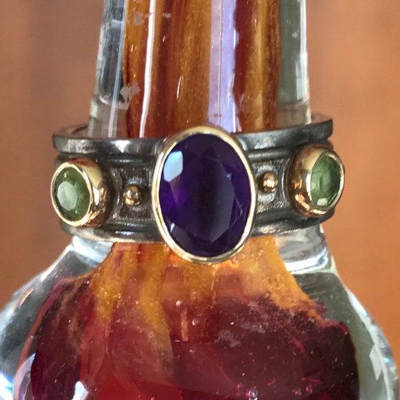 Artisan Jewelry - 🌻9xHP!🌻 Amethyst Peridot Ring Bezel Set Ss &…